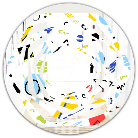 Geometric Retro Design III - Modern Round or Oval Wall Mirror - Whirl