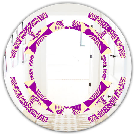 Retro Abstract Pattern Design I - Modern Round or Oval Wall Mirror - Space