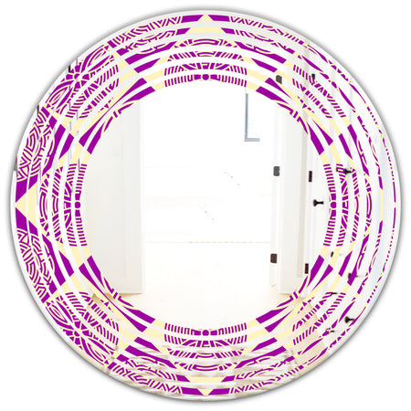 Retro Abstract Pattern Design I - Modern Round or Oval Wall Mirror - Wave