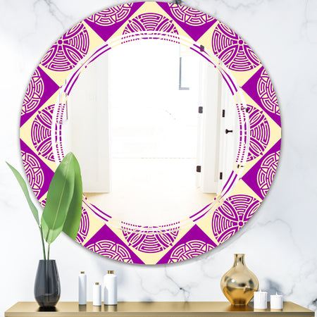 Retro Abstract Pattern Design I - Modern Round or Oval Wall Mirror - Triple C