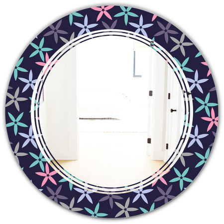Retro Abstract Flower Design V - Modern Round or Oval Wall Mirror - Triple C