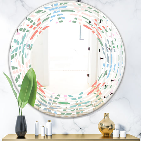Retro Abstract Flower Design III - Modern Round or Oval Wall Mirror - Wave