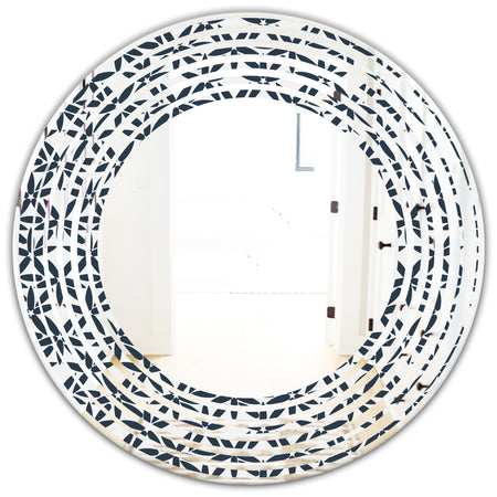 Retro Abstract Flower Design IV - Modern Round or Oval Wall Mirror - Wave