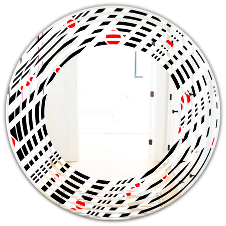 Retro Geometrical Abstract Minimal Pattern XII - Modern Round or Oval Wall Mirror - Wave