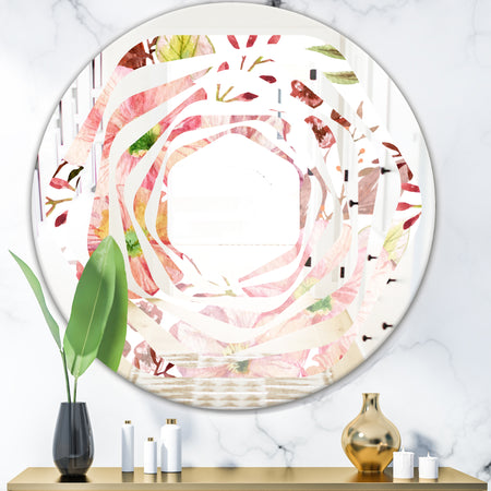 Floral Botanical Retro III - Modern Round or Oval Wall Mirror - Whirl