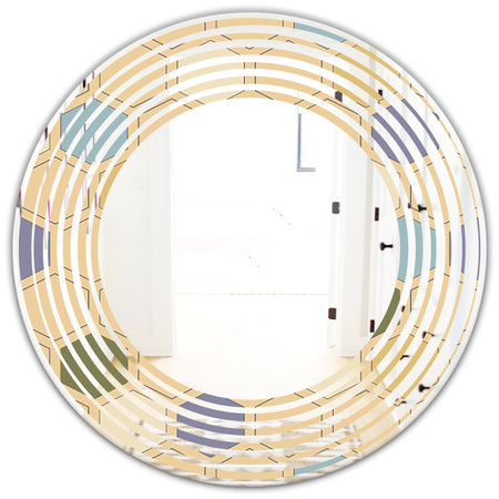 Retro Hexagon PatternX - Modern Round or Oval Wall Mirror - Wave
