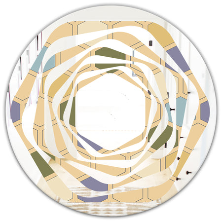 Retro Hexagon PatternX - Modern Round or Oval Wall Mirror - Whirl