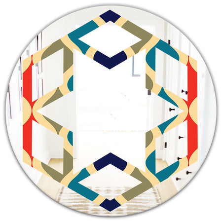Retro Ornamental Design VI - Modern Round or Oval Wall Mirror - Hexagon Star