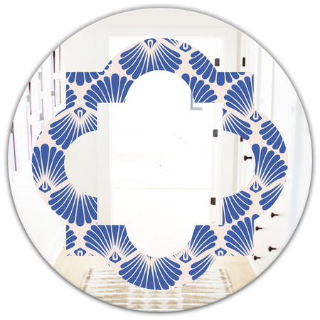 Retro Blue Waves - Modern Round or Oval Wall Mirror - Quatrefoil