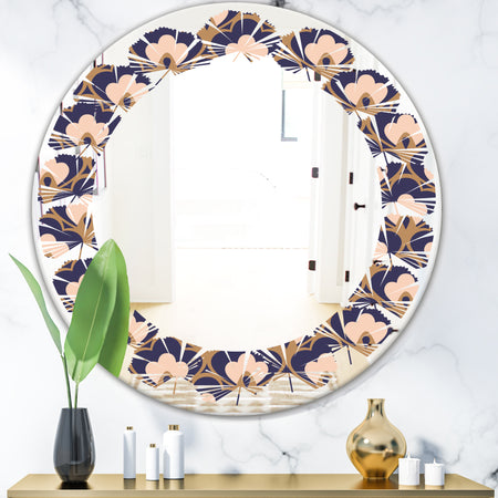 Retro Ornamental Design IX - Cottage Round or Oval Wall Mirror - Leaves