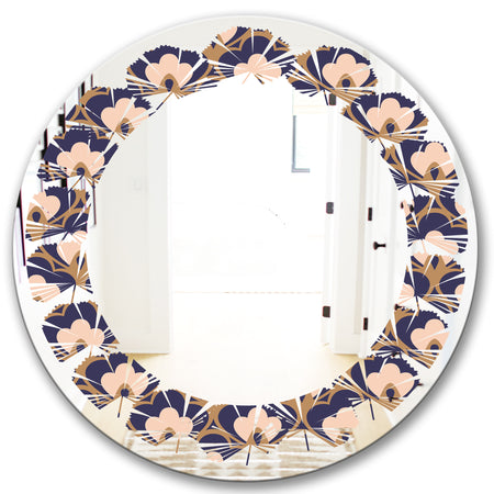 Retro Ornamental Design IX - Cottage Round or Oval Wall Mirror - Leaves