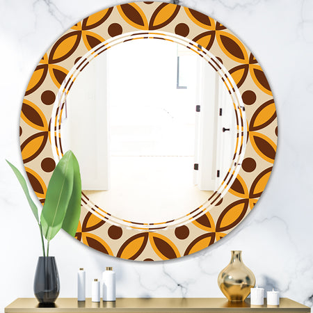 Retro Ornamental Design V - Modern Round or Oval Wall Mirror - Triple C