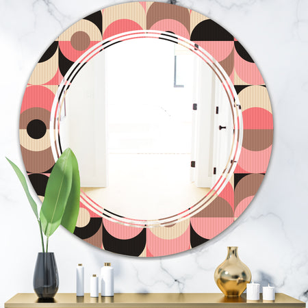 Retro Geometric Design XI - Modern Round or Oval Wall Mirror - Triple C