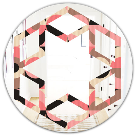 Retro Geometric Design XI - Modern Round or Oval Wall Mirror - Hexagon Star