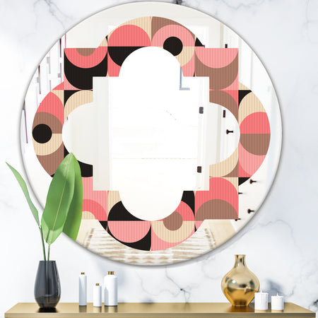 Retro Geometric Design XI - Modern Round or Oval Wall Mirror - Quatrefoil