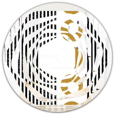 Vertical Retro Geometrical Pattern I - Modern Round or Oval Wall Mirror - Whirl