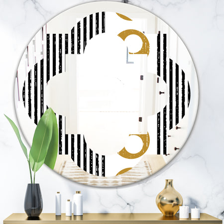 Vertical Retro Geometrical Pattern I - Modern Round or Oval Wall Mirror - Quatrefoil