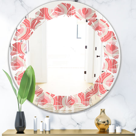 Retro Drop Design I - Modern Round or Oval Wall Mirror - Leaves