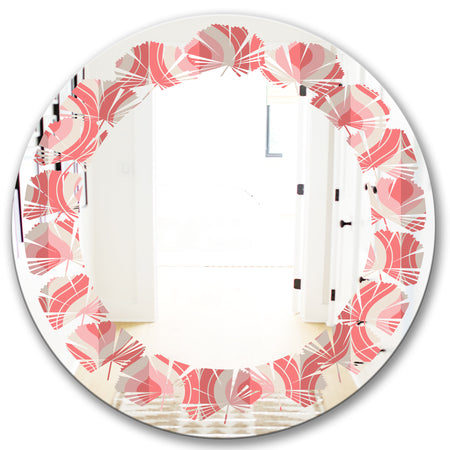 Retro Drop Design I - Modern Round or Oval Wall Mirror - Leaves