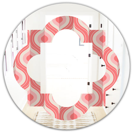 Retro Drop Design I - Modern Round or Oval Wall Mirror - Quatrefoil