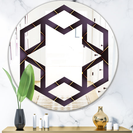 Quilted pattern - Modern Round or Oval Wall Mirror - Hexagon Star