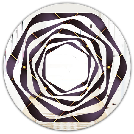Quilted pattern - Modern Round or Oval Wall Mirror - Whirl