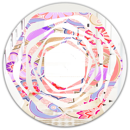 Floral Botanical Retro XIII - Modern Round or Oval Wall Mirror - Whirl