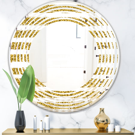 Golden Horizontal Lines - Modern Round or Oval Wall Mirror - Wave