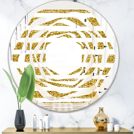 Golden Horizontal Lines - Modern Round or Oval Wall Mirror - Whirl