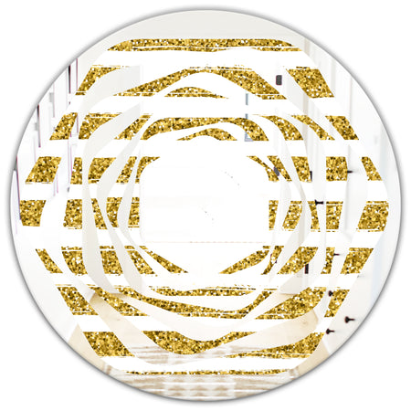 Golden Horizontal Lines - Modern Round or Oval Wall Mirror - Whirl