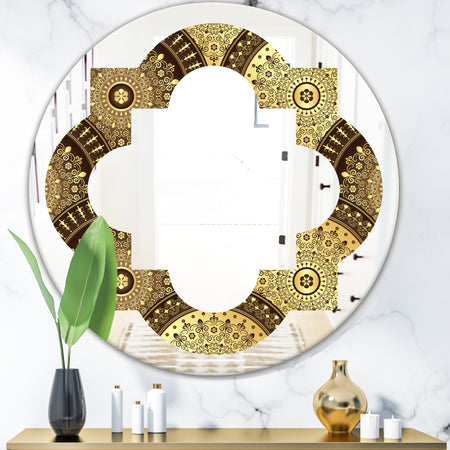 Golden Circular Pattern I - Modern Round or Oval Wall Mirror - Quatrefoil