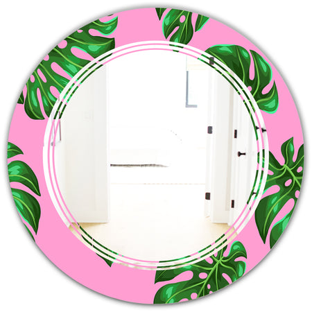 Tropical Palm Leaves III - Modern Round or Oval Wall Mirror - Triple C
