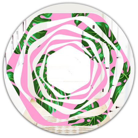 Tropical Palm Leaves III - Modern Round or Oval Wall Mirror - Whirl