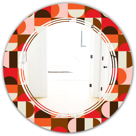 Retro Geometric Design II - Modern Round or Oval Wall Mirror - Triple C