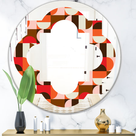 Retro Geometric Design II - Modern Round or Oval Wall Mirror - Quatrefoil