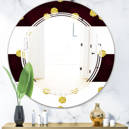 Gold Polka Dot Pattern I - Modern Round or Oval Wall Mirror - Triple C
