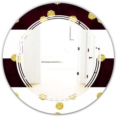 Gold Polka Dot Pattern I - Modern Round or Oval Wall Mirror - Triple C