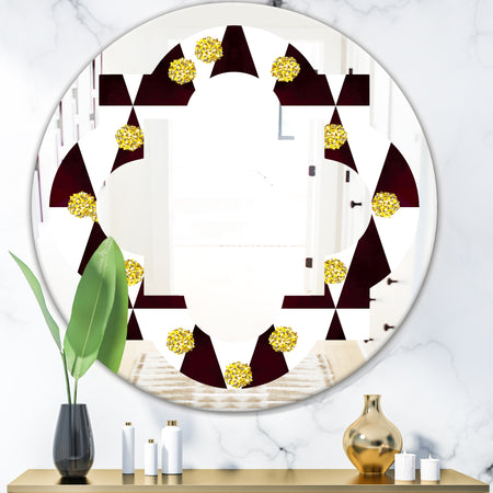 Gold Polka Dot Pattern II - Modern Round or Oval Wall Mirror - Quatrefoil