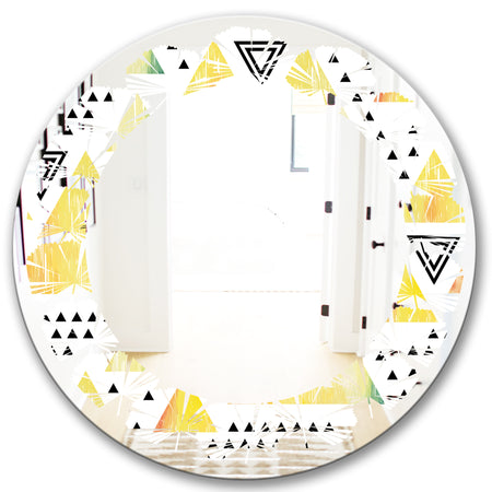 Triangular Retro Design IV - Modern Round or Oval Wall Mirror - Leaves