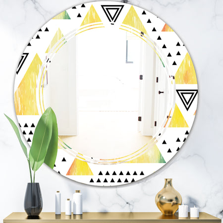 Triangular Retro Design IV - Modern Round or Oval Wall Mirror - Triple C