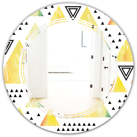Triangular Retro Design IV - Modern Round or Oval Wall Mirror - Triple C