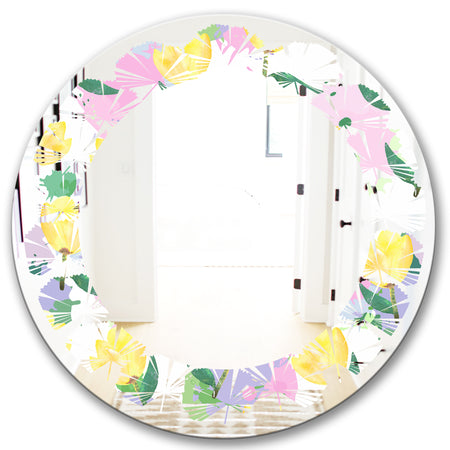 Floral pattern with flowers - Cottage Round or Oval Wall Mirror - Leaves