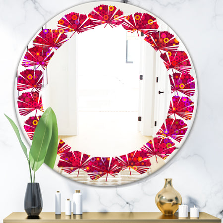Circular Retro Design III - Modern Round or Oval Wall Mirror - Leaves