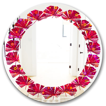 Circular Retro Design III - Modern Round or Oval Wall Mirror - Leaves
