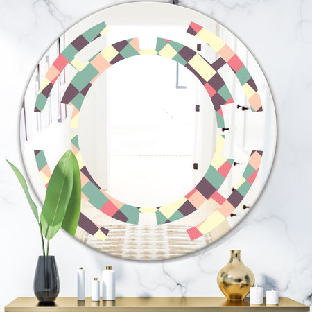 Retro Square Design IV - Modern Round or Oval Wall Mirror - Space