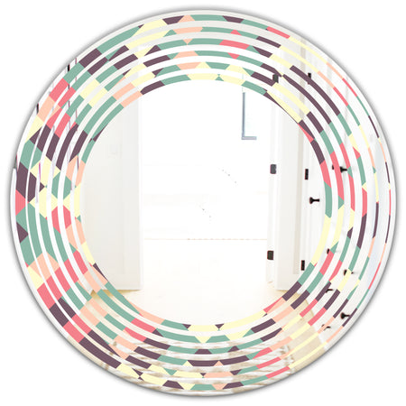 Retro Square Design IV - Modern Round or Oval Wall Mirror - Wave