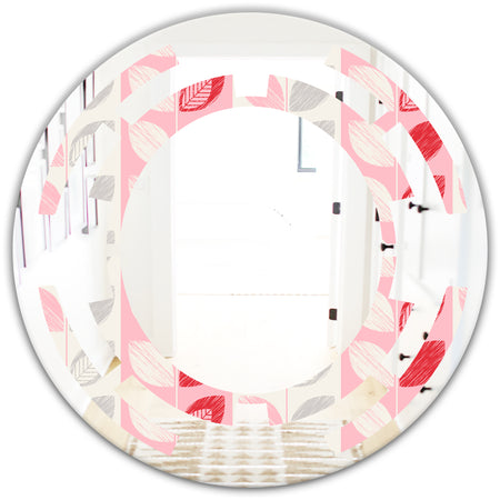 Botanical Retro Design I - Modern Round or Oval Wall Mirror - Space