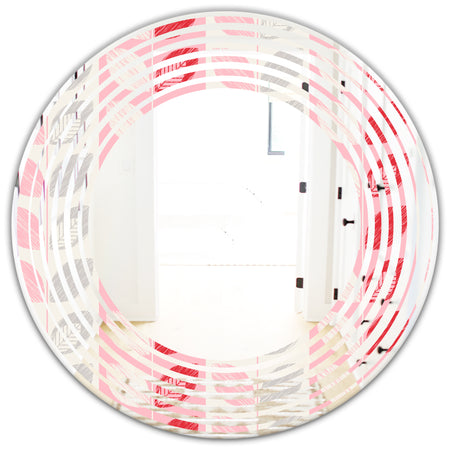 Botanical Retro Design I - Modern Round or Oval Wall Mirror - Wave