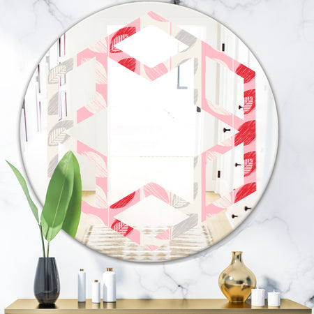 Botanical Retro Design I - Modern Round or Oval Wall Mirror - Hexagon Star