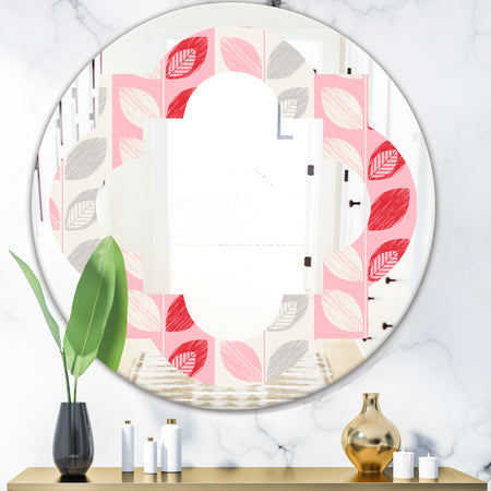 Botanical Retro Design I - Modern Round or Oval Wall Mirror - Quatrefoil